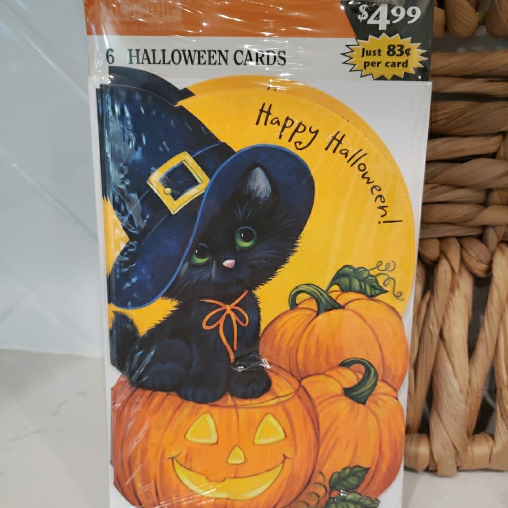 Extremely Rare Halloween Cat Greeting Cards Sealed Pack